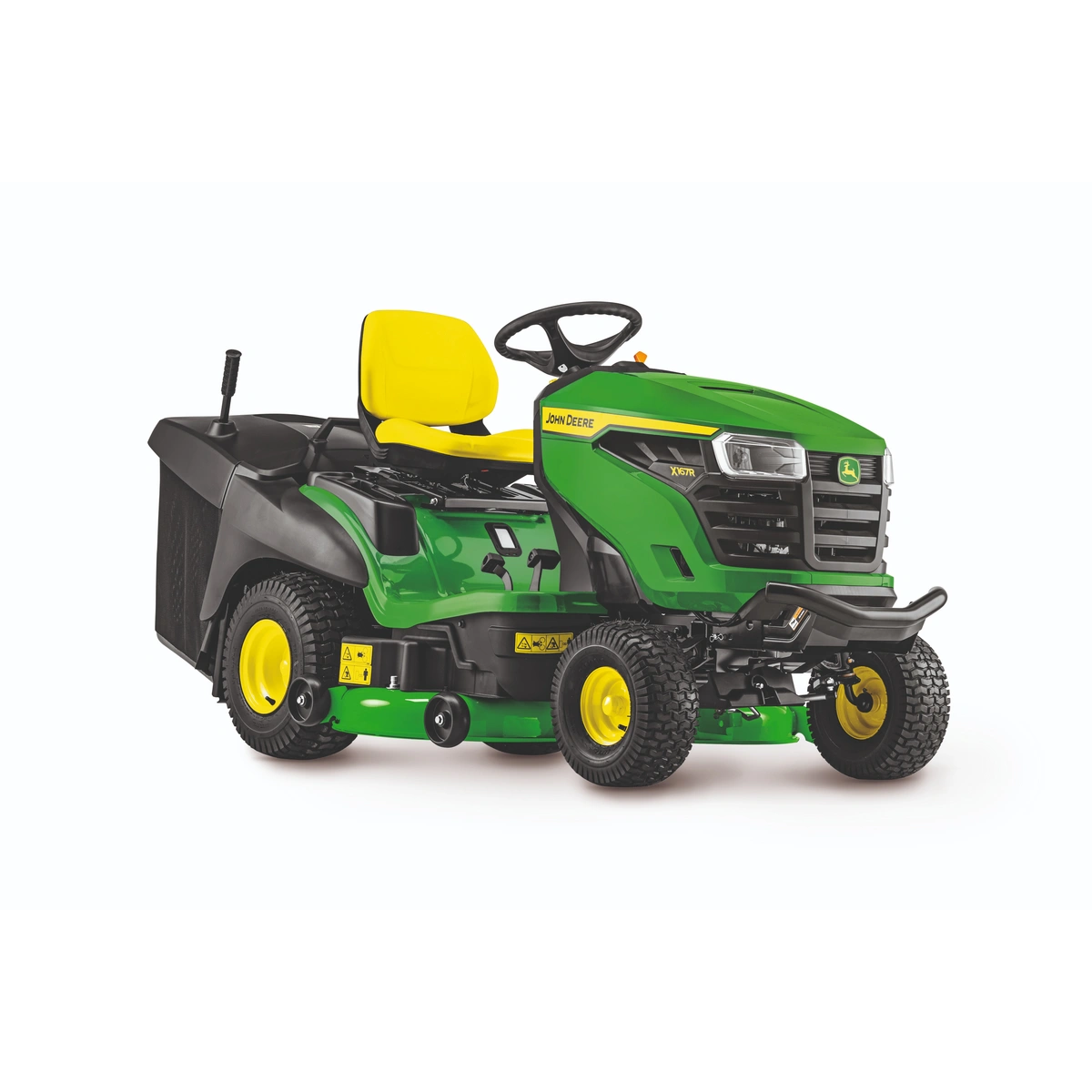 John Deere X167R to wydajna kosiarka samojezdna z serii X100, stworzona do wygodnej pielęgnacji średnich i dużych trawników.